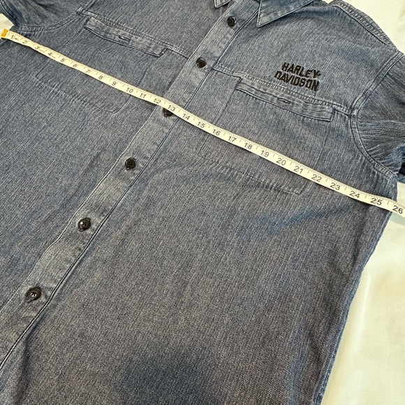VTG ‘04 Harley Davidson Mens XL Blue Button Up Long Sleeve Denim Embroidered. - Picture 4 of 16